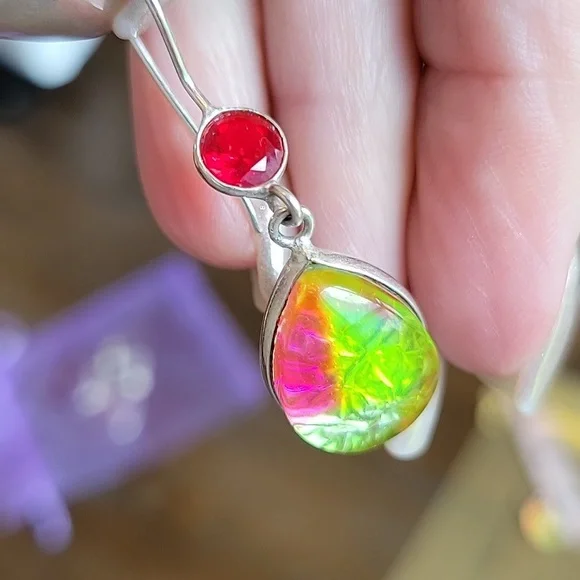 Dichroic Glass Earrings - Picture 4 of 6